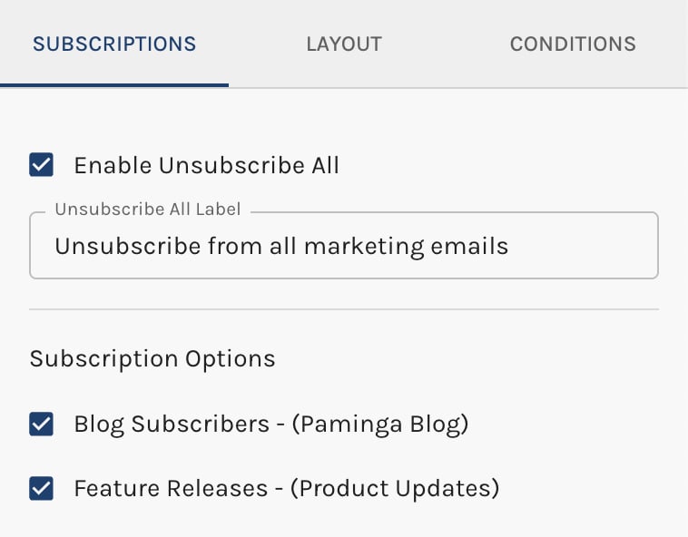 Subscription Management Element