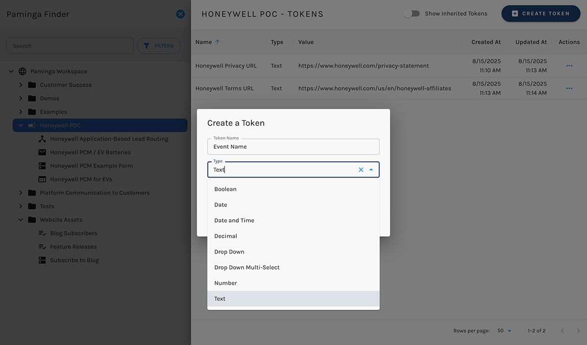 Create Folder Tokens