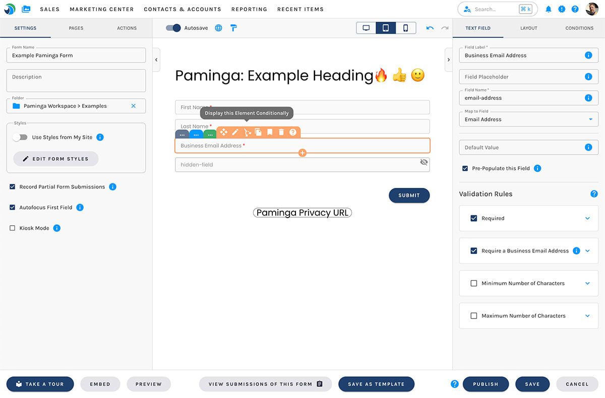 Paminga's Form Builder