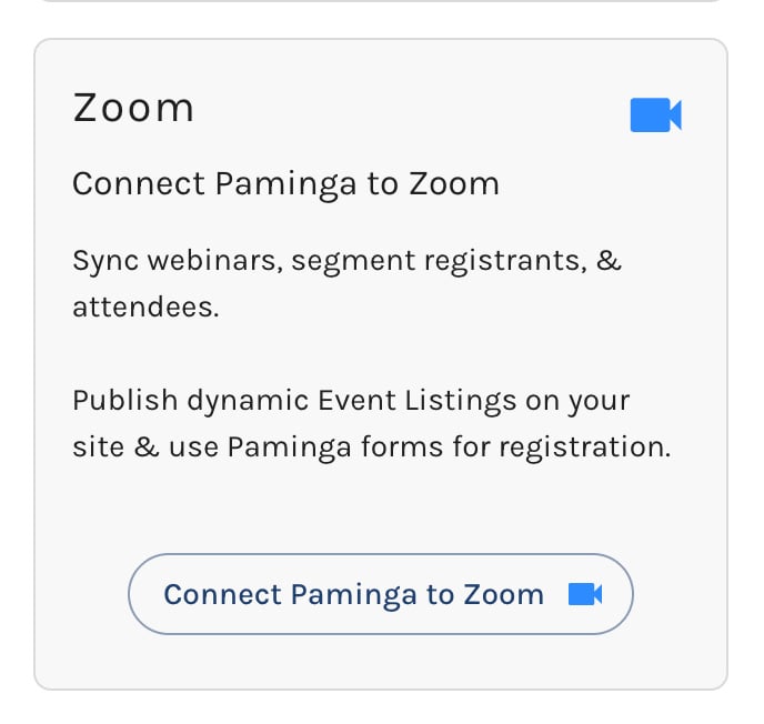 Connect Paminga to Zoom