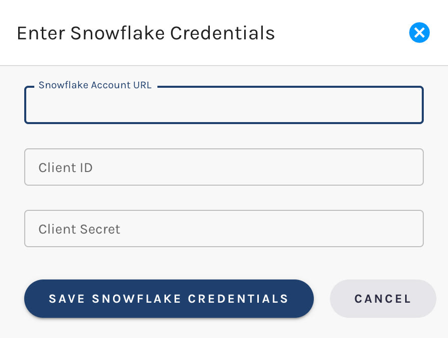 Enter Snowflake Credentials