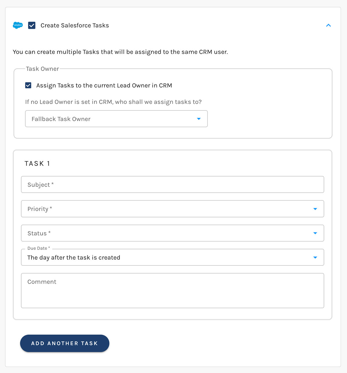 Create Salesforce Tasks Action