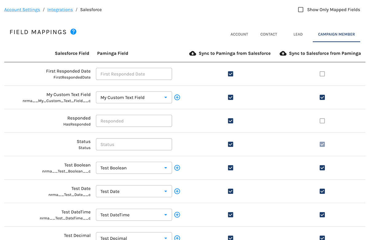 CRM Field Mappings
