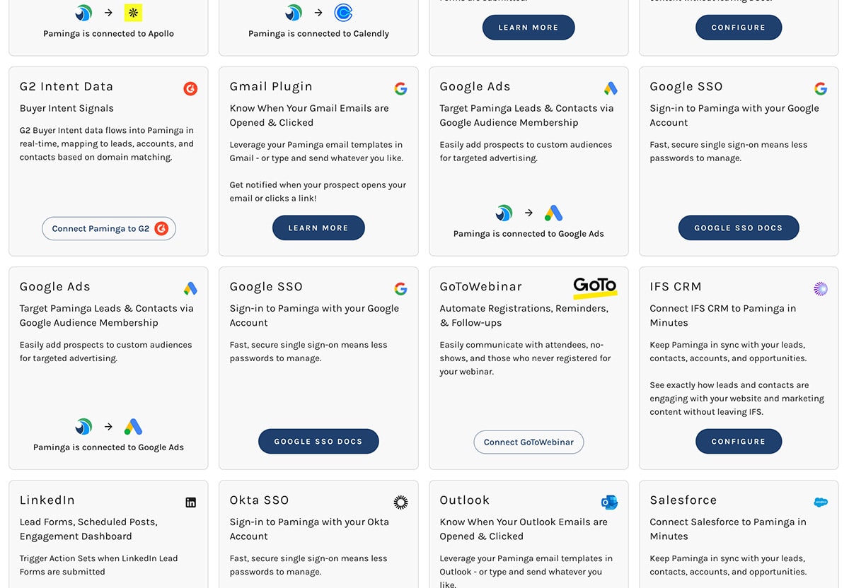 Paminga's Integrations