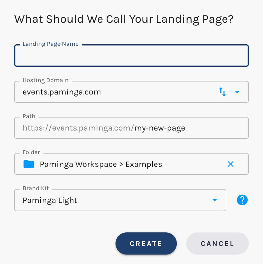 Create a New Landing Page