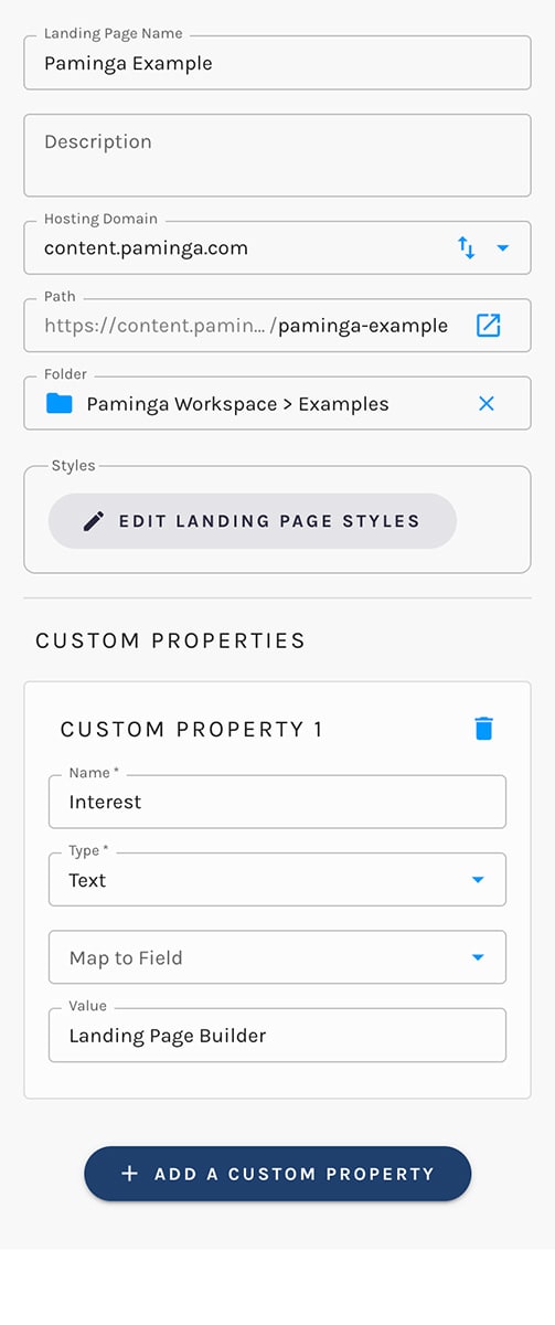 Landing Page Settings