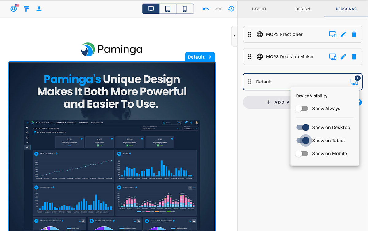 Conditional display controls inside a Paminga asset