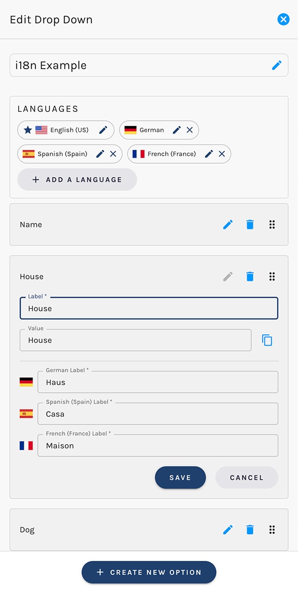 Drop Down Internationalization