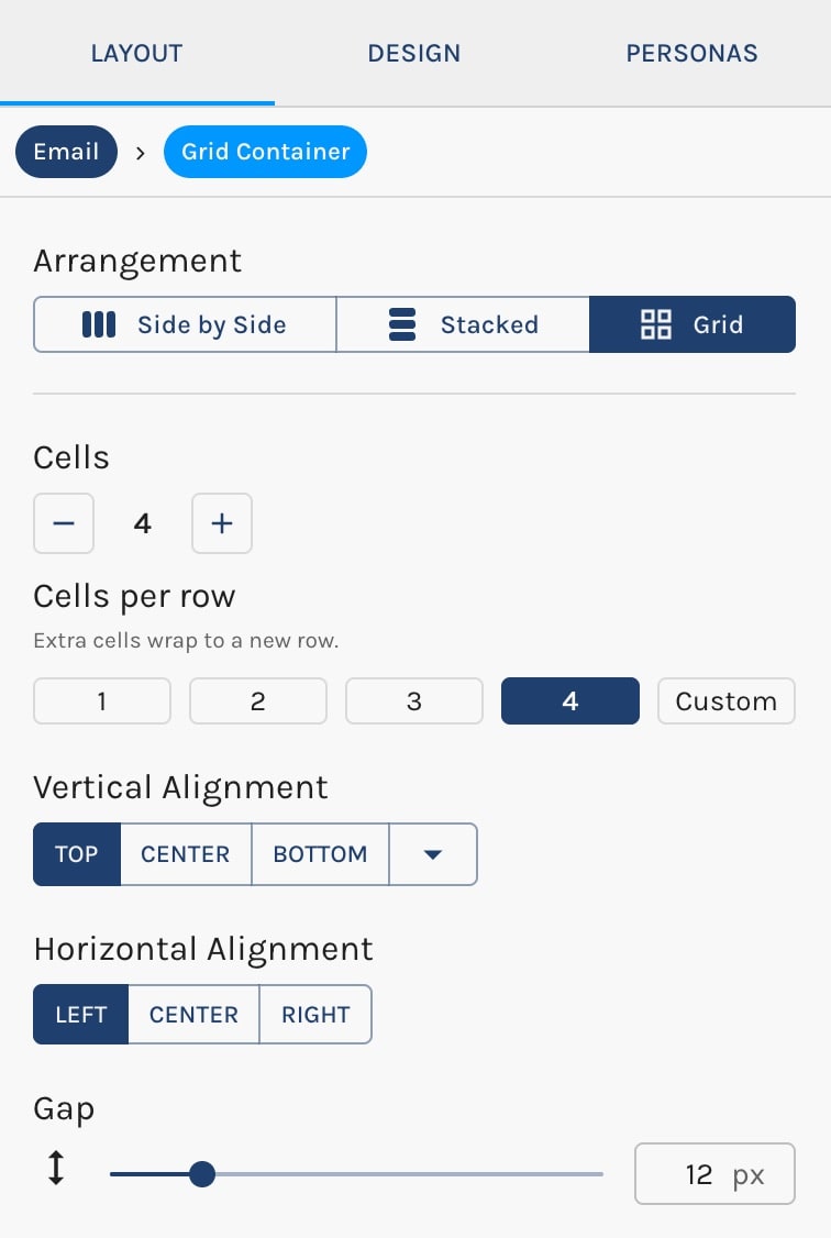 Grid Container Settings