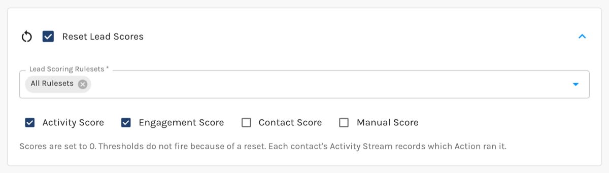 Reset Lead Scores Action