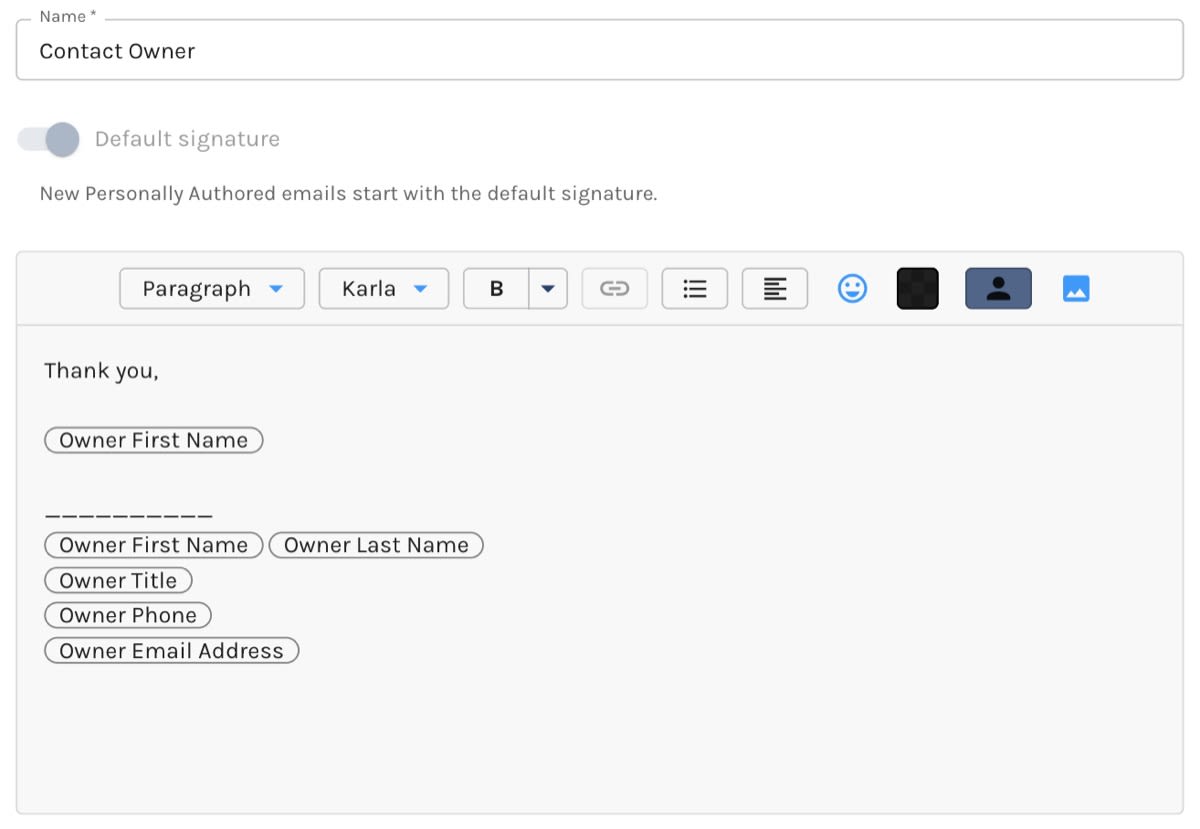 Editing the Contact Owner Signature