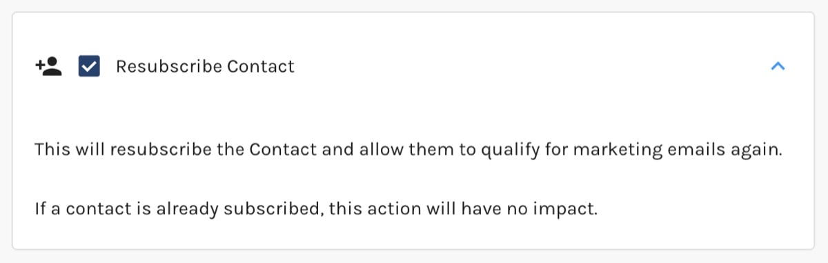 Resubscribe Contact Action