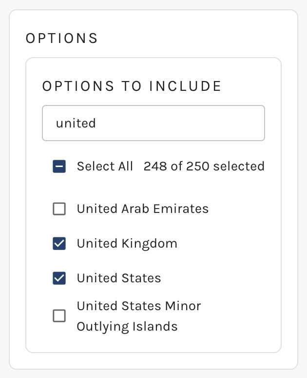 Country Options to Include