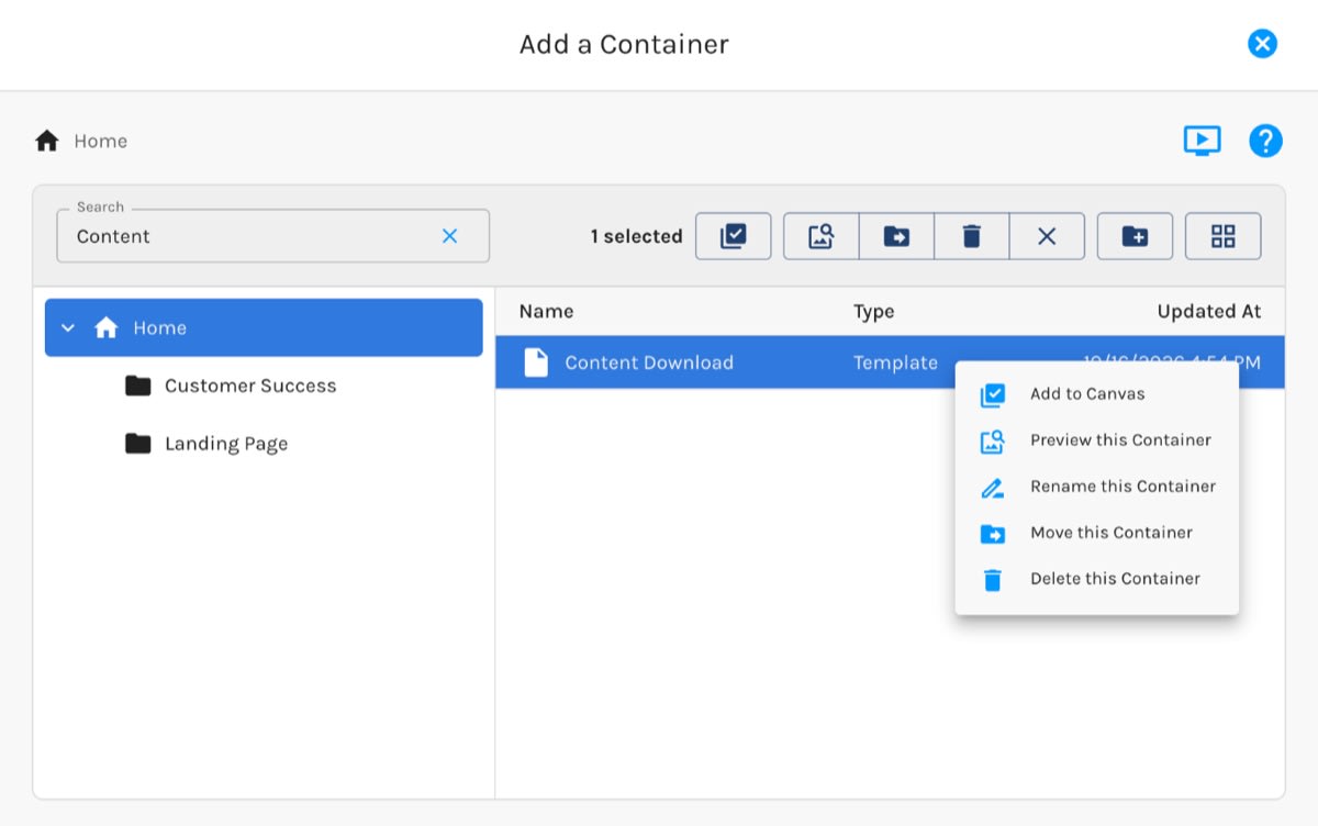 Template Library Actions