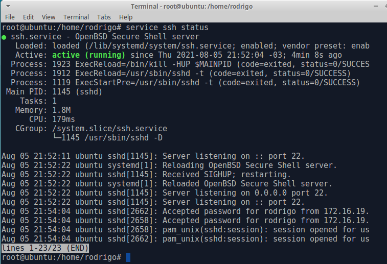 OpenSSH Server Status