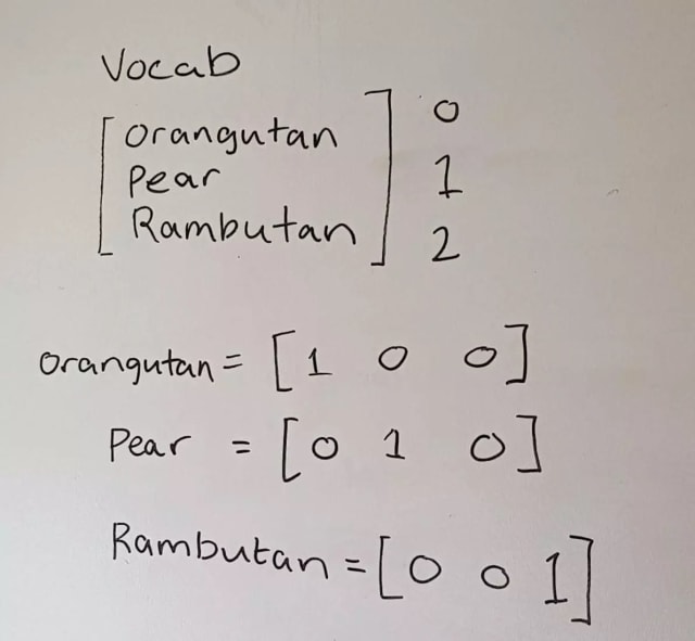 Word embedding one-hot encoding