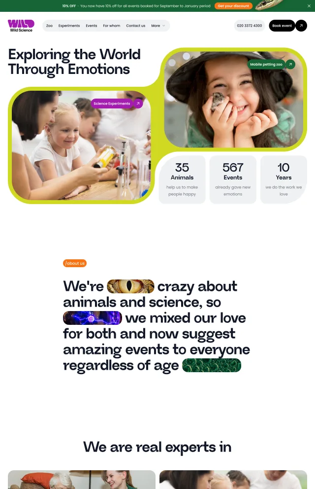 Wild Science website landing page