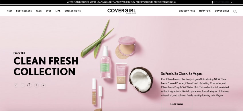 Covergirl's homepage
