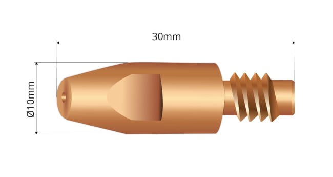 Kontaktrør M8x30 1,2A (10/pk), (1,4 til Alu)