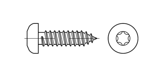 Plateskrue, panhode, Torx ISO 14585/DIN 7504