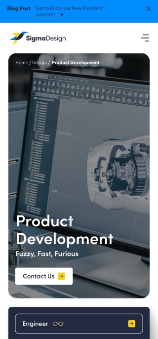 Sigma Design Product Development Mobile Landing Page