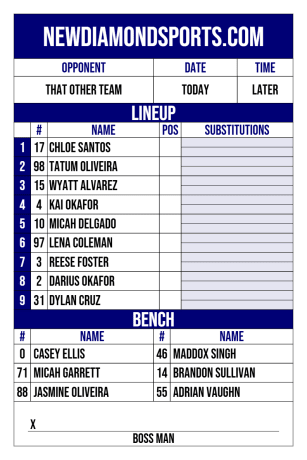 Free Lineup Card Generator