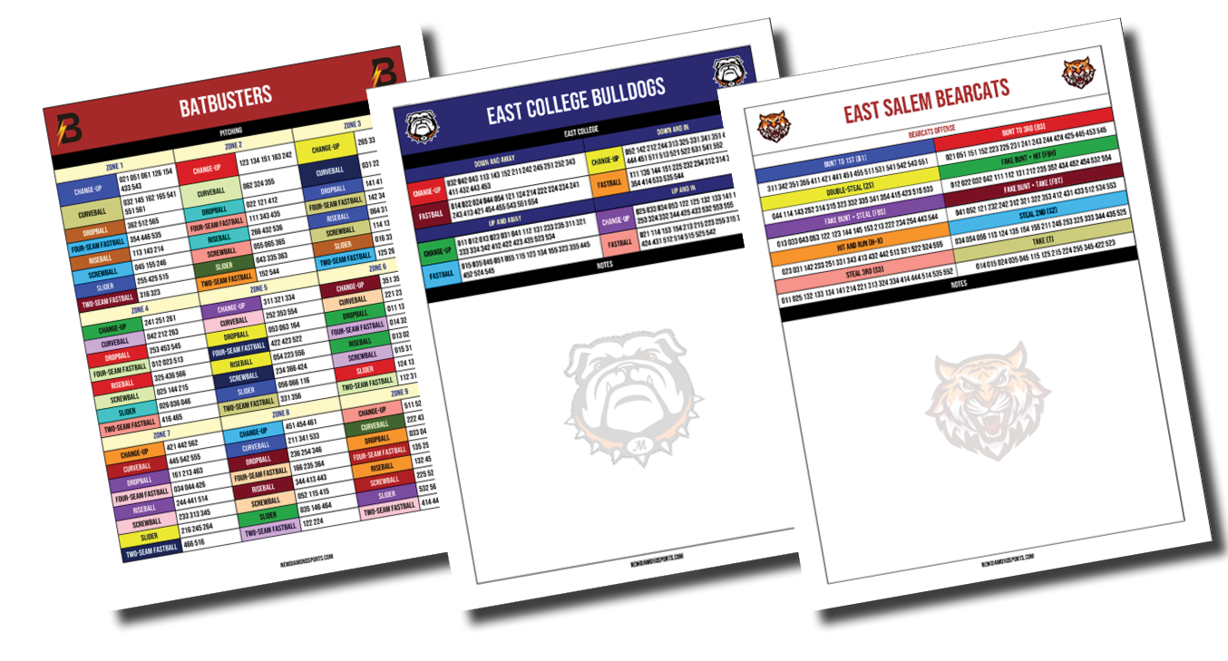 Custom Travel Baseball Lineup Cards  4-Part Lineup Cards with Team Name  and Logo