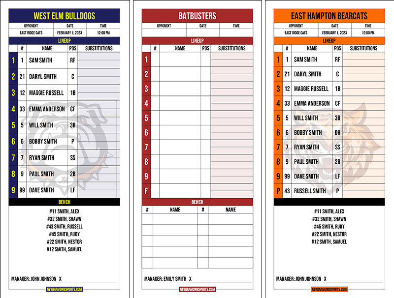 Custom Lineup Cards