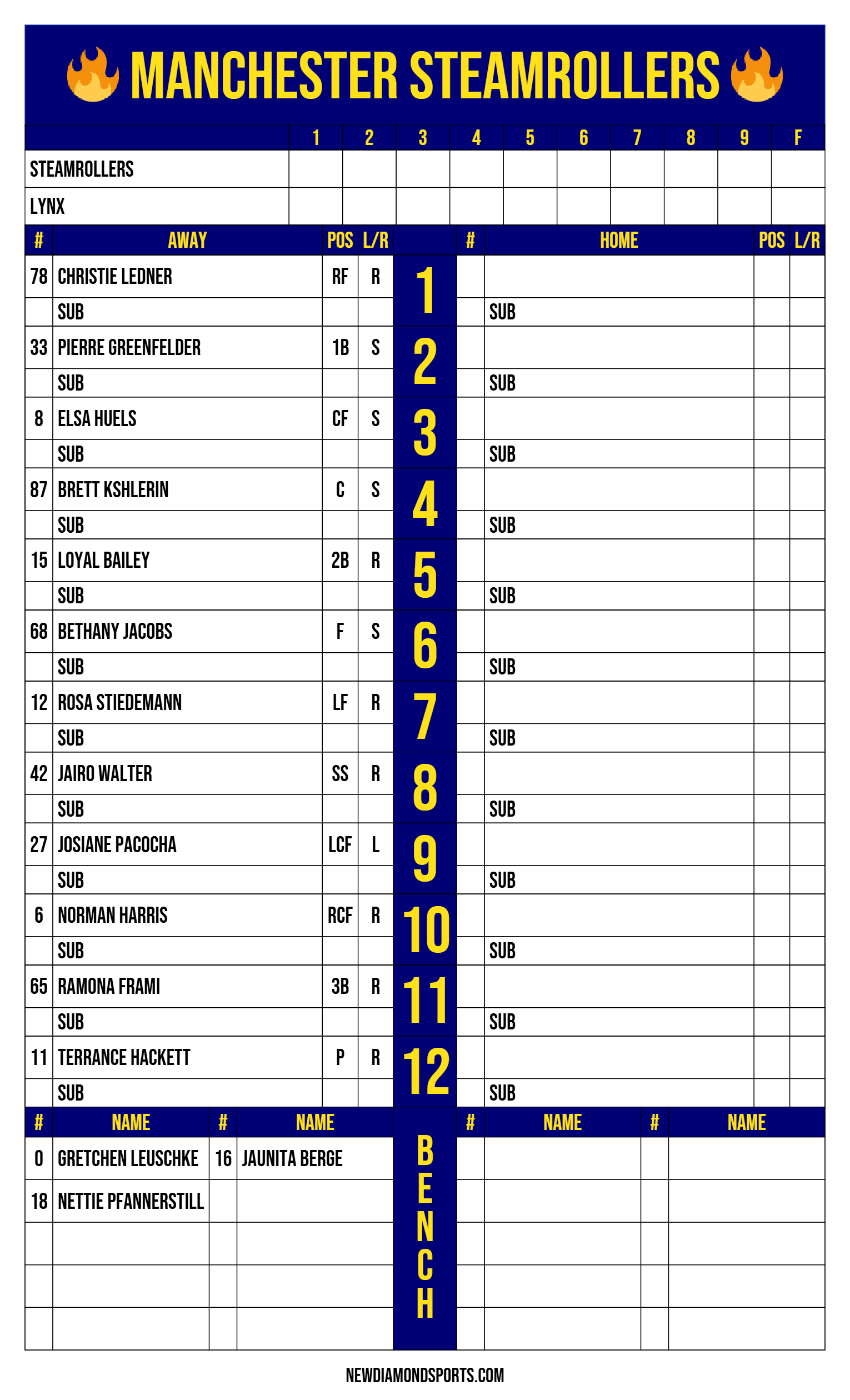 Legal-Size Dugout Card