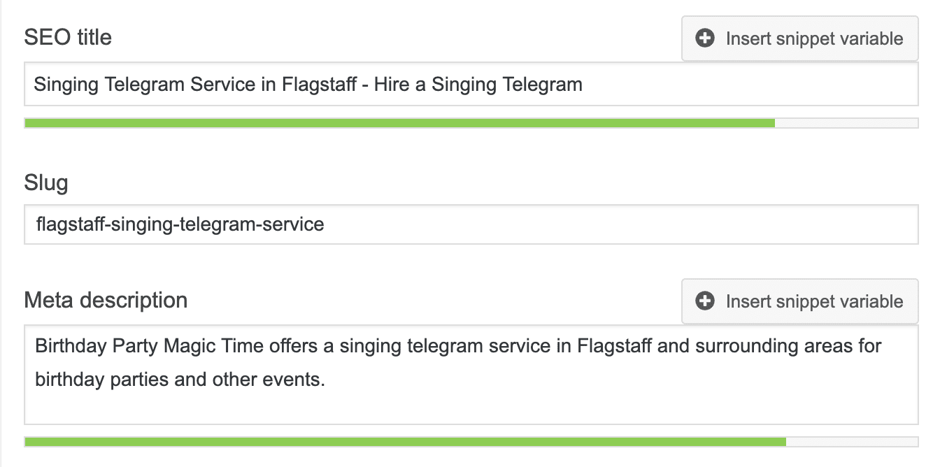 screenshot of Yoast SEO to optimize for browser title and metadescription