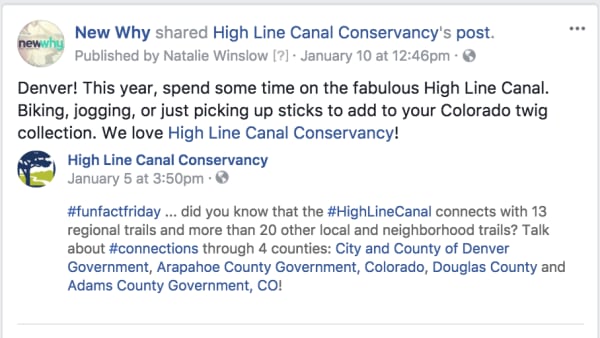 High Line Canal Social Media