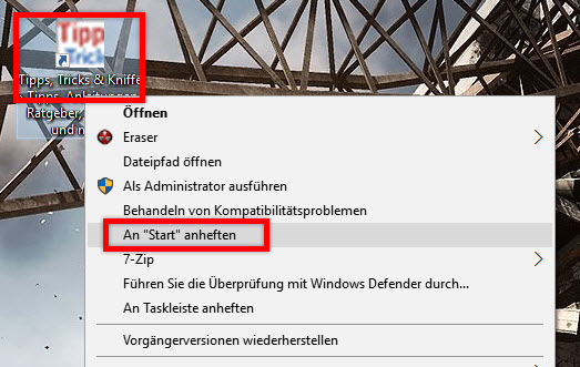 url-shortcut-desktop-chrome-win10-anheften-start-kontext-rechtsklick-windows-10-edge