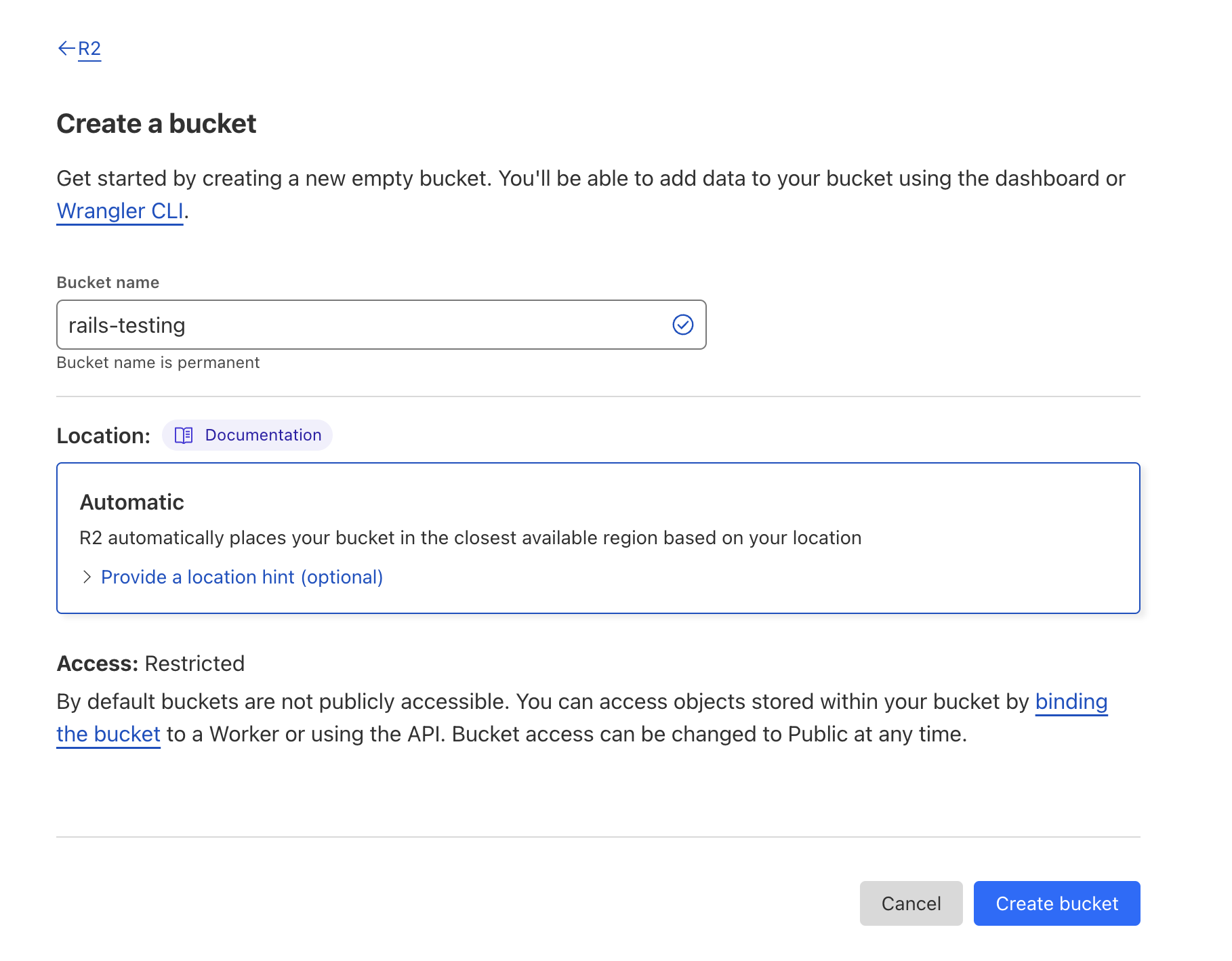 Cloudflare R2 Create Bucket