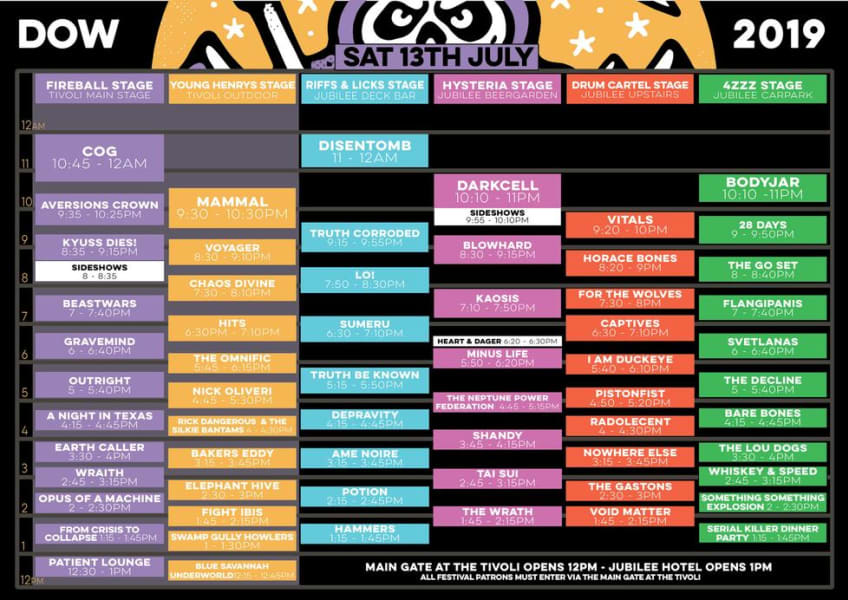 DEAD OF WINTER DROPS 63 ACT FEST TIMETABLE