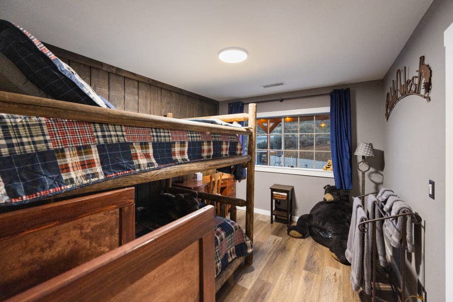 Bedroom #6: The “Wild West” Full over Full bunk bed room - located in the West Wing of the home. SUPER comfortable full mattresses. Work desk with full gigabit internet.  