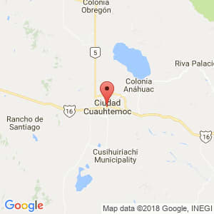 Localización de Cuauhtémoc en Chihuahua