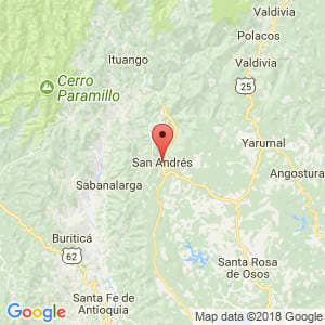 Localización de San Andrés de Cuerquia en Antioquia