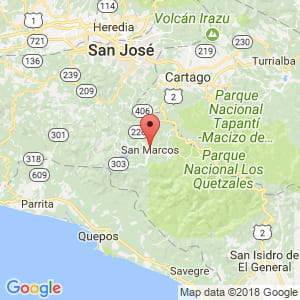 Localización de San Marcos de Tarrazú en San José