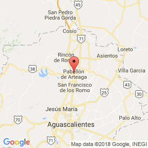 Localización de Pabellón de Arteaga en Aguascalientes