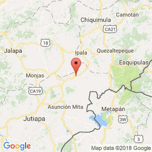 Localización de Agua Blanca en Jutiapa
