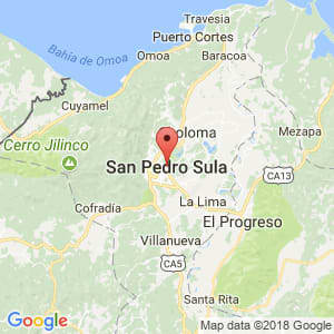 Localización de San Pedro Sula en Cortés