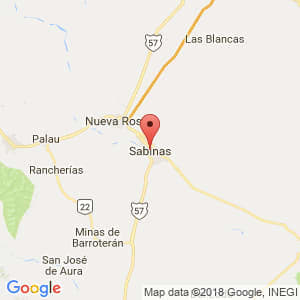 Localización de Sabinas en Coahuila de Zaragoza