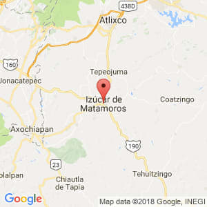 Localización de Izúcar de Matamoros en Puebla