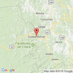 Localización de Ciudad Bolívar en Antioquia