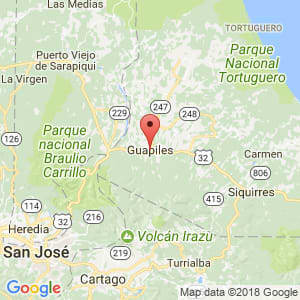 Localización de Guápiles en Limón