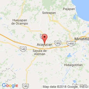 Localización de Acayucan en Veracruz de Ignacio de la Llave