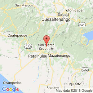 Localización de San Martín Zapotitlán en Retalhuleu