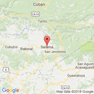 Localización de Salamá en Baja Verapaz