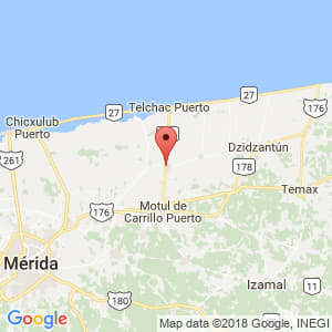 Localización de Telchac Pueblo en Yucatán