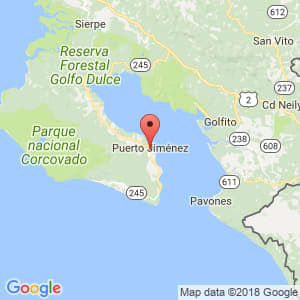 Localización de Puerto Jiménez en Puntarenas